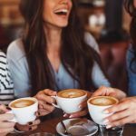 Leighton Buzzard Coffee Shop Guide featuring 3 friends enjoying coffee