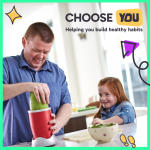 Father and daughter making healthy food for the Choose You central bedfordshire