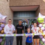 Ribbon cutting ceremony with CBC Cllr. Watkins, Colin Jackson CBE, Maisie Summers-Newton MBE and Olivia Newman-Baronius