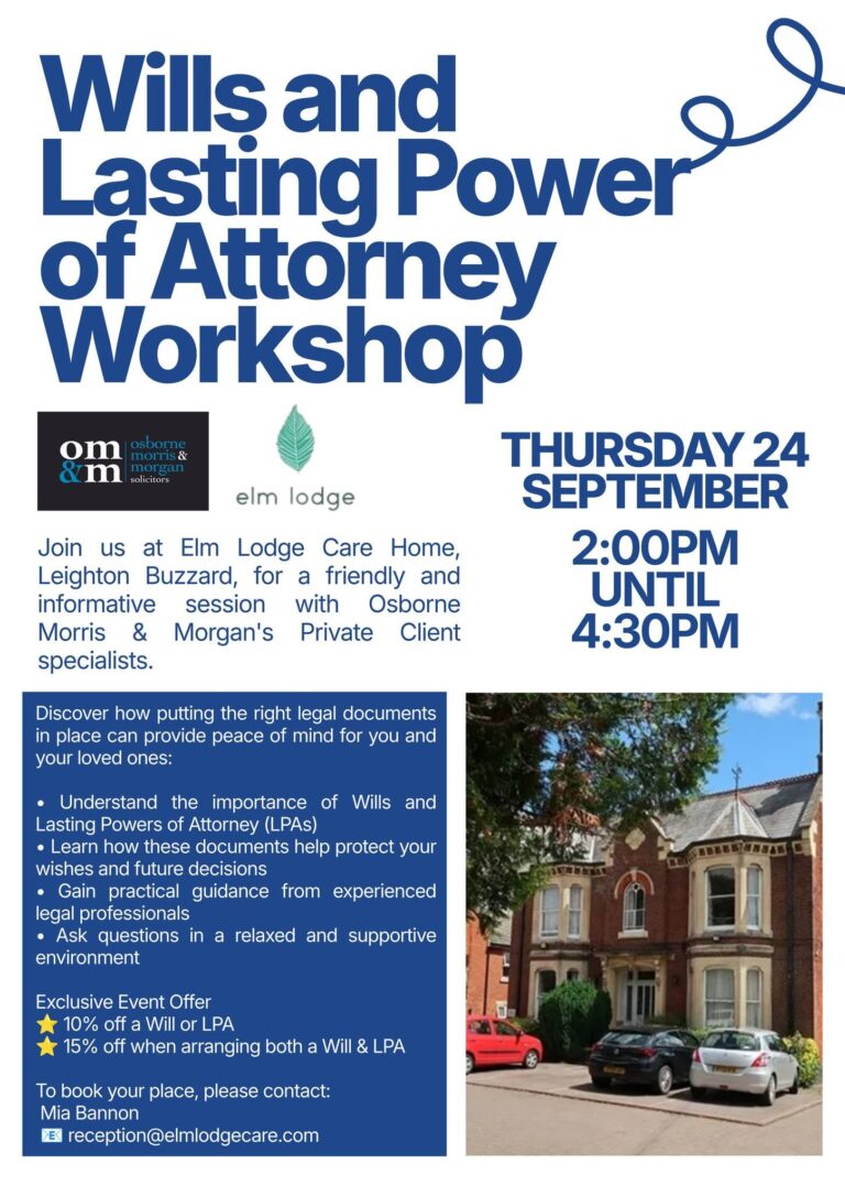 Free Wills & LPA at Elm Lodge
